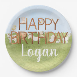 かわいい農業動物の誕生日 ペーパープレート