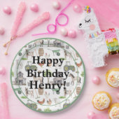 かわいい農業動物トラクター名ハッピーバースデー少年 ペーパープレート (パーティー)