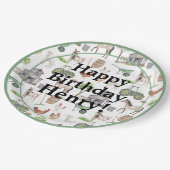 かわいい農業動物トラクター名ハッピーバースデー少年 ペーパープレート (アングル)