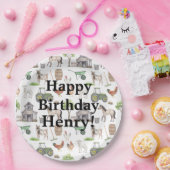 かわいい農業動物トラクター名ハッピーバースデー少年 ペーパープレート (パーティー)