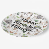 かわいい農業動物トラクター名ハッピーバースデー少年 ペーパープレート (アングル)