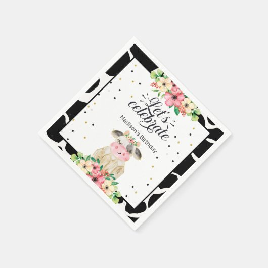 かわいい農業牛パーソナライズされた紙ナプキン スタンダードカクテルナプキン (角)