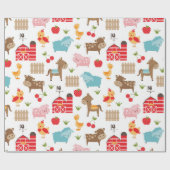 かわいい農畜動物ラッピング紙 ラッピングペーパー (フラット)