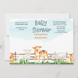 かわいい農畜生たち男の子の赤ちゃんシャワー 招待状