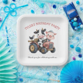 かわいい農畜産豚の牛の誕生日パーティー ペーパープレート (パーティー)