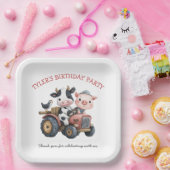 かわいい農畜産豚の牛の誕生日パーティー ペーパープレート (パーティー)