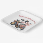 かわいい農畜産豚の牛の誕生日パーティー ペーパープレート (傾斜あり)