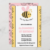 かわいい近代的な蜂の1歳の誕生日招待状 招待状 (正面/裏面)