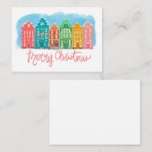 かわいい近所のクリスマスカーカラフルド ノートカード (正面/裏面)