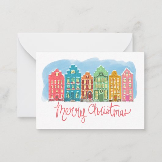 かわいい近所のクリスマスカーカラフルド ノートカード (正面)