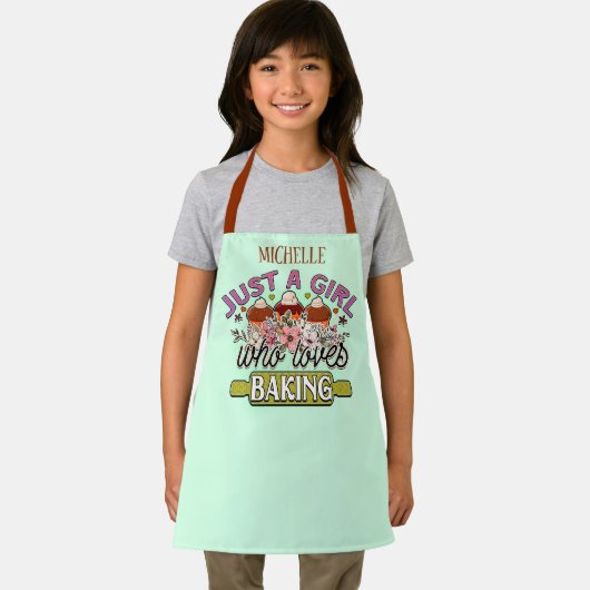 かわいい追加の名前だけ女の子が大好きベーキング エプロン (インサイチュ)