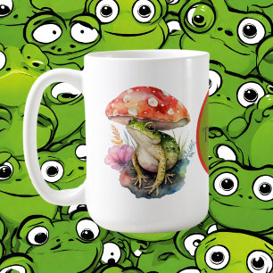 かわいい追加モノグラムカエル コーヒーマグカップ