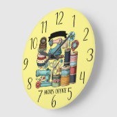 かわいい追加文字ママのオフィス裁縫ルーム ラージ壁時計 (傾斜)