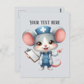かわいい追加文字任意の目的ナースマウス ポストカード (正面/裏面)