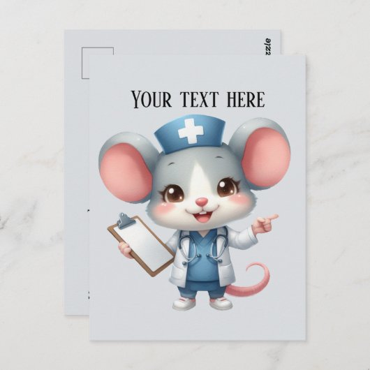 かわいい追加文字任意の目的ナースマウス ポストカード (正面/裏面)