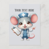 かわいい追加文字任意の目的ナースマウス ポストカード (正面)
