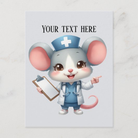 かわいい追加文字任意の目的ナースマウス ポストカード (正面)