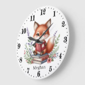 かわいい追加文字読フォックスの恋人 ラージ壁時計 (傾斜)