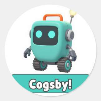 かわいい透明ステッカーCogsby Robot ラウンドシール