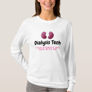 かわいい透析の技術の長袖の腎臓のTシャツ Tシャツ