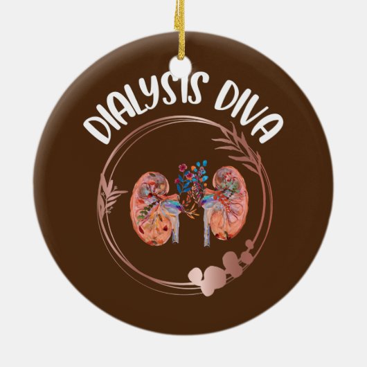 かわいい透析ナース腎臓美術移植技術 セラミックオーナメント (裏面)