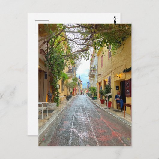 かわいい通りインアテネギリシャ ポストカード (正面/裏面)