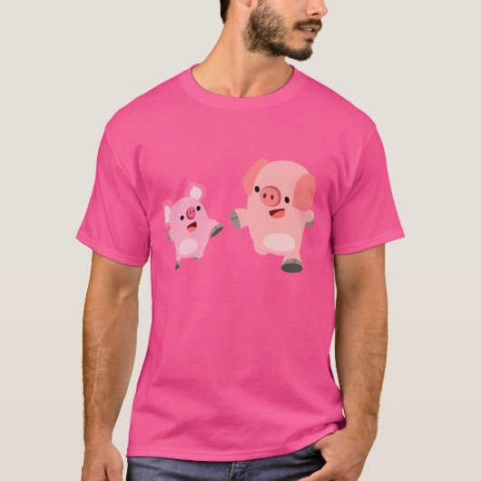 かわいい連続した漫画のブタのTシャツ Tシャツ (正面)