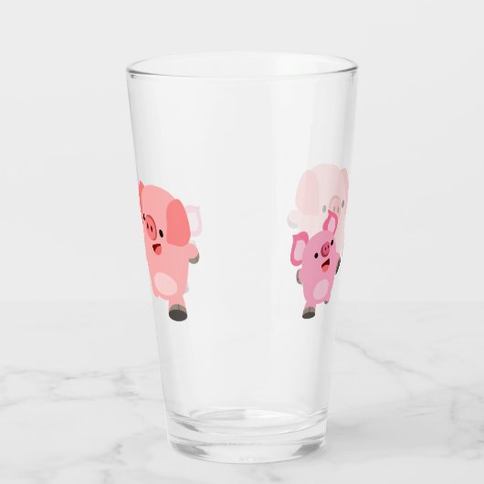 かわいい連続した漫画のブタ タンブラーグラス (左)