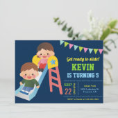 かわいい遊び場スライド子供の誕生日パーティー招待状 招待状 (スタンド正面)