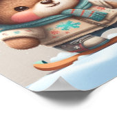 かわいい遊び心のあるクマのスキー保育園プリント ポスター (角)