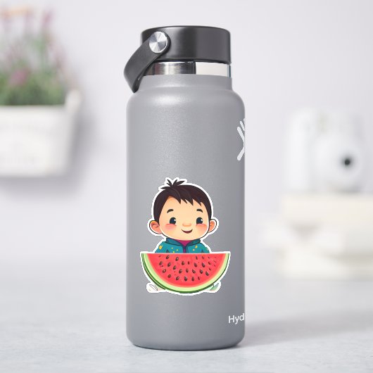 かわいい遊び心のあるスイカの漫画ステッカー シール (HydroFlask)
