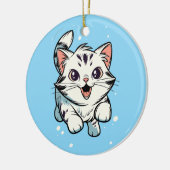 かわいい遊び心のある子猫のキャラクターアート セラミックオーナメント (左)