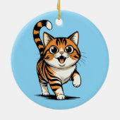 かわいい遊び心のある子猫のキャラクターアート セラミックオーナメント (裏面)
