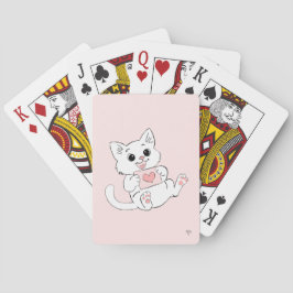 かわいい遊び心のある子猫の愛らしいピンクの遊び トランプ