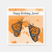 かわいい遊び心のある昆虫オレンジ色のモナーク蝶 スタンダードカクテルナプキン (正面)