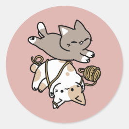 かわいい遊び心のある猫のデザイン - 楽しいパウと遊びの芸術 ラウンドシール