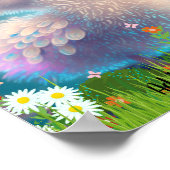 かわいい遊び心のある赤ちゃんコウテンチョウのイラスト 鳥 デイジー ポスター (角)