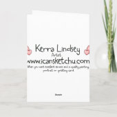 かわいい遊び心のカエル 'ありがとう' 紙のグリーティングカード サンキューカード (裏面)