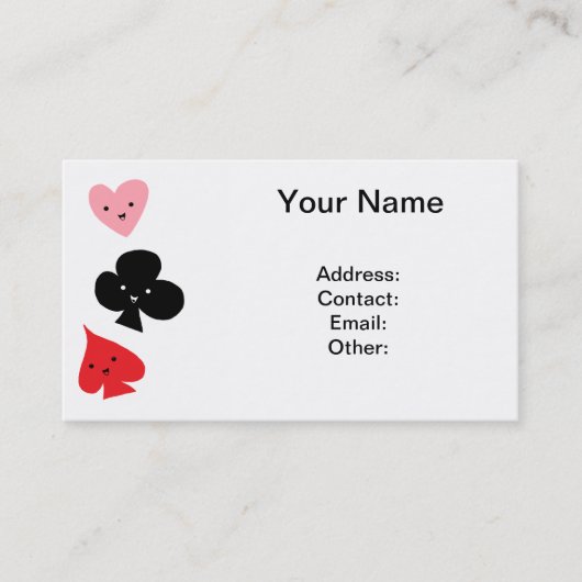 かわいい遊ぶカードスーツ 名刺 (正面)