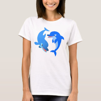 かわいい遊イルカの女の子Tシャツ Tシャツ