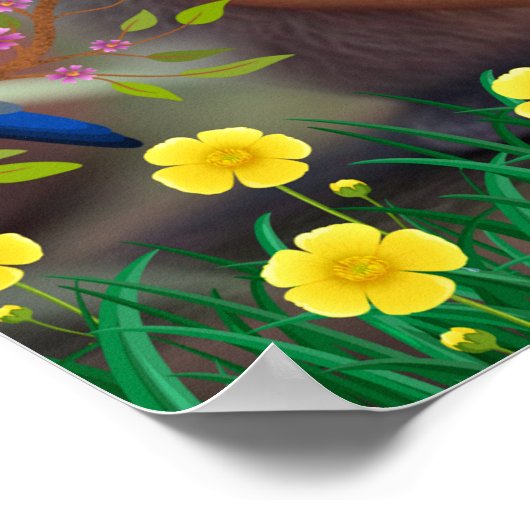 かわいい遊ウサギの花の庭のギター|過去記事 ポスター (角)