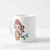 かわいい遊サルの太鼓のマグ コーヒーマグカップ (正面左)