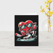 かわいい遊ハートアイスホッケーバレンタインデー男子W カード (黄色い花)