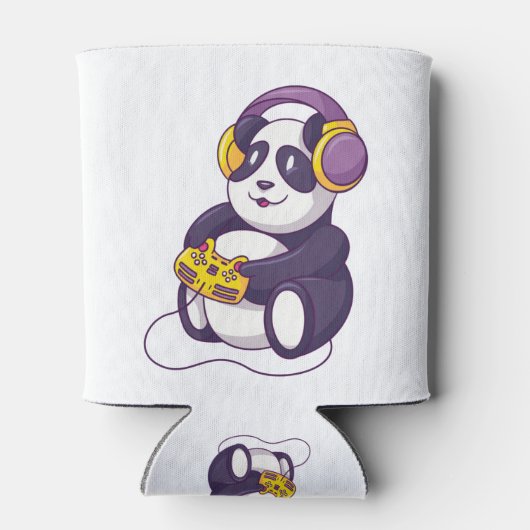 かわいい遊パンダのビデオゲーおもしろいム – 動物 缶クーラー (裏面)