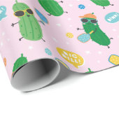 かわいい遊ピクルスのライトピンク ラッピングペーパー (ロールコーナー)