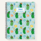 かわいい遊ピクルスのライトブルー ノートブック (正面)