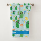 かわいい遊ピクルスのライトブルー バスタオルセット (インサイチュ)