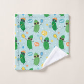 かわいい遊ピクルスのライトブルー バスタオルセット (ウォッシュタオル)