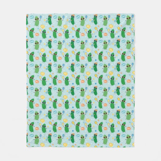 かわいい遊ピクルスのライトブルー フリースブランケット (正面)