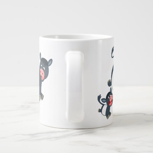 かわいい遊マンガのベルテッドゲロウェイ牛と子牛 ジャンボコーヒーマグカップ (裏面)